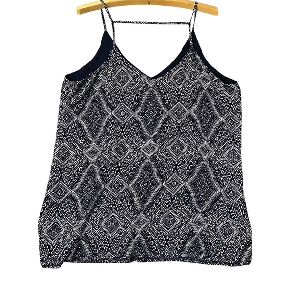 Suzy Shier White and Black Abstract Geometric Strappy Racer Back Top Sz XL - Picture 2 of 6